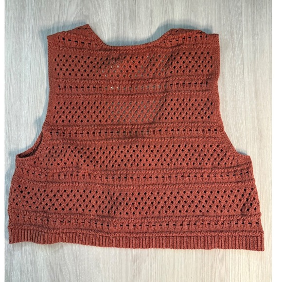 Brand Free People Beach Crochet 2 Piece Set Rust Orange Vest & Mini Skirt Small - Picture 11 of 16